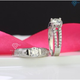 Nhẫn cặp đôi nam nữ đính kim cương Moissanite - Kiểm định GRA NDM0010 - Trang sức TNJ