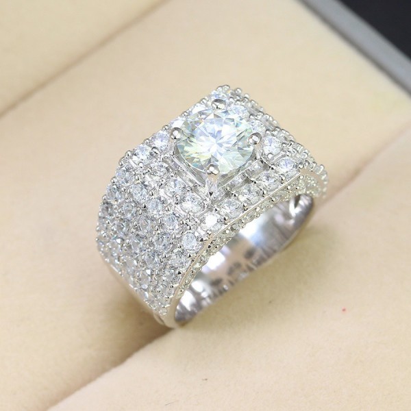 Nhẫn nam full đá đính kim cương Moissanite 7.5mm - Kiểm định GRA NNAM0026