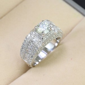 Nhẫn nam kim cương Moissanite đẹp 6.5mm - Kiểm định GRA NNAM0027