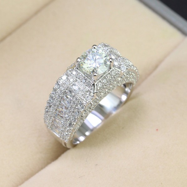 Nhẫn nam kim cương Moissanite đẹp 6.5mm - Kiểm định GRA NNAM0027