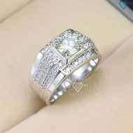 Nhẫn bạc nam đính kim cương Moissanite 6.5mm - Kiểm định GRA NNAM0028 - Trang sức TNJ