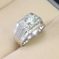 Nhẫn bạc nam đính kim cương Moissanite 6.5mm - Kiểm định GRA NNAM0028