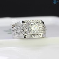 Nhẫn bạc nam đính kim cương Moissanite 6.5mm - Kiểm định GRA NNAM0028 - Trang sức TNJ