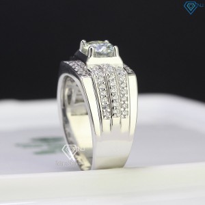 Nhẫn bạc nam đính kim cương Moissanite 6.5mm - Kiểm định GRA NNAM0028 - Trang sức TNJ