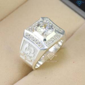 Nhẫn bạc nam chữ Lộc đính đá NNA0483 - Trang Sức TNJ