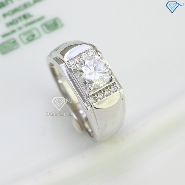 Nhẫn bạc nam đính đá chủ kim cương Moissanite 7.0mm - Kiểm định GRA NNAM0031 - Trang sức TNJ