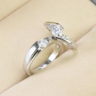 Nhẫn đôi bạc đơn giản đính kim cương nhân tạo NDM0011