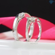 Nhẫn đôi bạc đơn giản đính kim cương nhân tạo NDM0011 - Trang sức TNJ