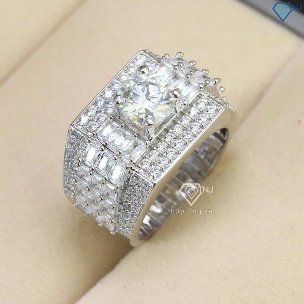 Nhẫn nam Moissanite cao cấp đính đá 7.5mm - Kiểm định GRA NNAM0036 - Trang sức TNJ