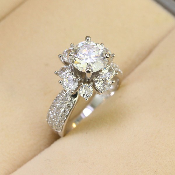 Nhẫn nữ Moissanite bản to đính kim cương 8.0mm NNM0016