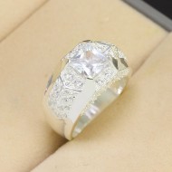Nhẫn bạc nam mặt đá vuông sang trọng NNA0481