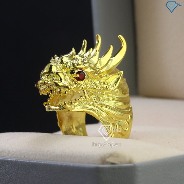 Nhẫn nam bạc xi mạ vàng 18k hình đầu rồng NNA0122-XV