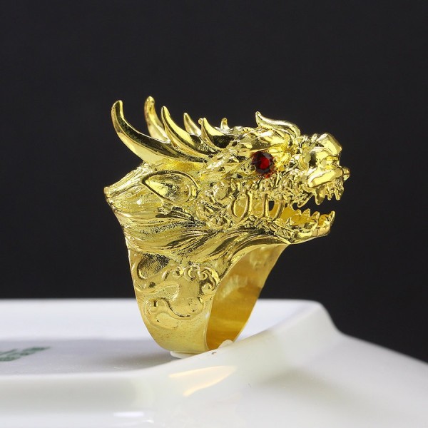 Nhẫn nam bạc xi mạ vàng 18k hình đầu rồng NNA0122