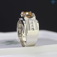Nhẫn bạc nam đính kim cương nhân tạo Moissanite vàng 7.0mm - Kiểm định GRA NNAM0040 - Trang sức TNJ