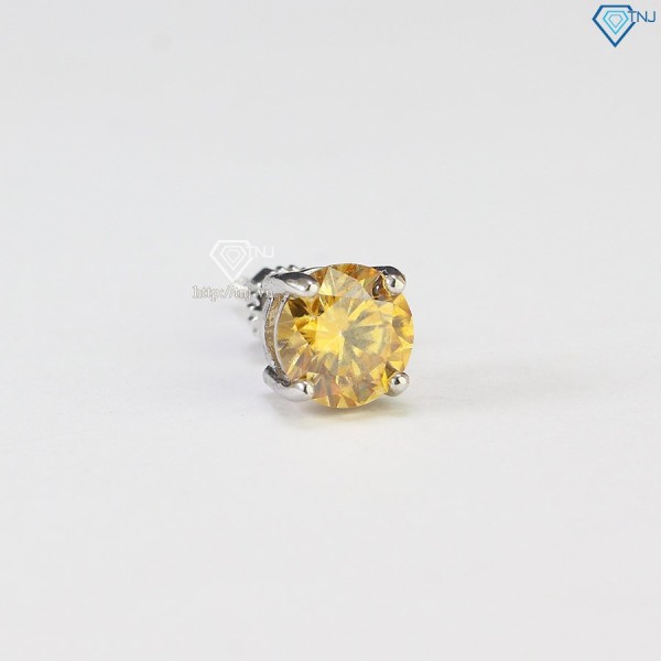 Bông tai nam đính kim cương Moissanite vàng 6mm BTAM0006