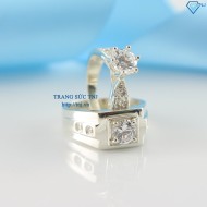 Nhẫn đôi bạc nhẫn cặp bạc đẹp đính đá ND0220