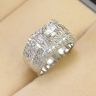 Nhẫn Moissanite nam đính kim cương 6.0mm - Kiểm định GRA NNAM0042