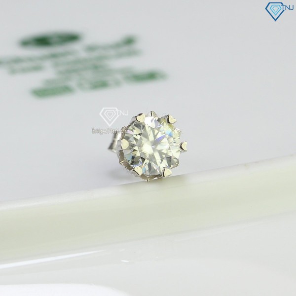 Bông tai bạc nam đính kim cương Moissanite cá tính 6mm BTAM0009 - Trang Sức TNJ