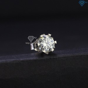 Bông tai bạc nam đính kim cương Moissanite cá tính 6mm BTAM0009 - Trang Sức TNJ