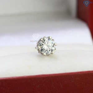 Bông tai bạc nam đính kim cương Moissanite cá tính 6mm BTAM0009 - Trang Sức TNJ