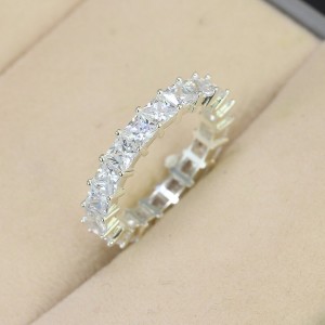 Nhẫn bạc nam tròn đính đá vuông NNA0493