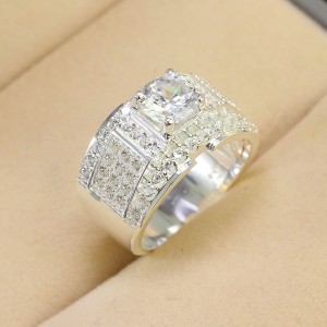 Nhẫn bạc nam đẹp đính đá trắng NNA0495