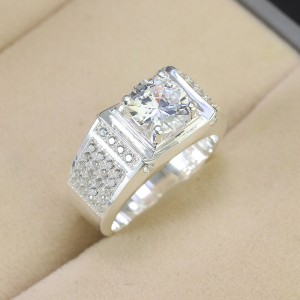 Nhẫn bạc nam mặt đá trắng đẹp NNA0496