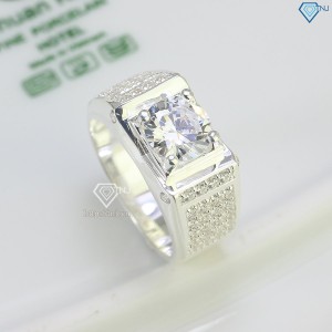Nhẫn bạc nam mặt đá trắng đẹp NNA0496 - Trang sức TNJ