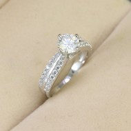 Nhẫn bạc nữ Moissanite đẹp đính kim cương 6.0mm NNM0017