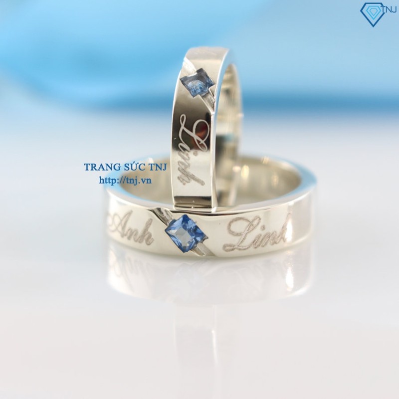 Nhẫn đôi bạc nhẫn cặp bạc đẹp khắc tên ND0164