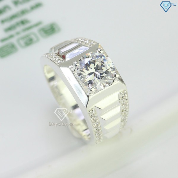 Nhẫn nam 925 bằng bạc đính đá trắng NNA0504  - Trang sức TNJ