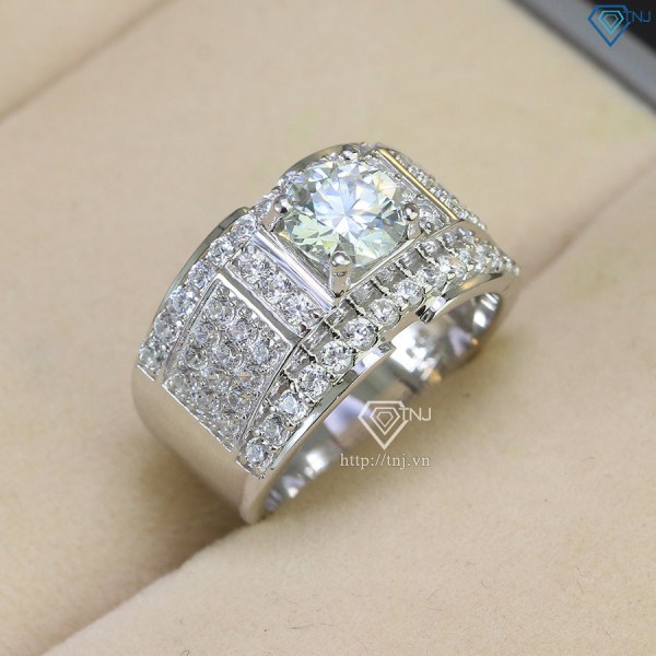 Nhẫn bạc nam đính kim cương Moissanite 7.0mm - Kiểm định GRA NNAM0046 - Trang sức TNJ