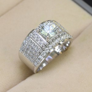 Nhẫn bạc nam đính kim cương Moissanite 7.0mm - Kiểm định GRA NNAM0046
