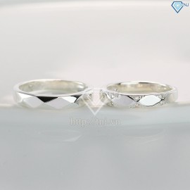 Nhẫn đôi bạc nhẫn cặp bạc kẻ caro đẹp ND0391