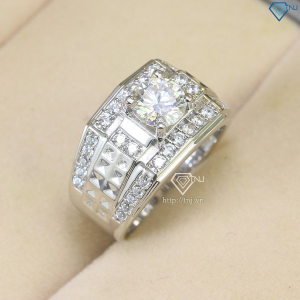 Nhẫn nam Moissanite bằng bạc 7.0mm - Kiểm định GRA NNAM0051 - Trang sức TNJ