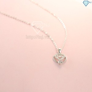 Dây chuyền bạc nữ mặt trái tim chữ Love đẹp DCN0379