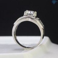 Nhẫn bạc nam đơn giản đính kim cương Moissanite 8.0mm - Kiểm định GRA NNAM0055 - Trang sức TNJ