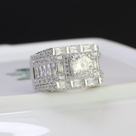 Nhẫn nam bạc đính kim cương Moissanite 7.0mm 161 giác cắt - Kiểm định GRA NNAM0056 - Trang sức TNJ