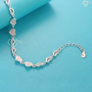 Lắc tay bạc nữ trái tim đính đá đẹp LTN0138