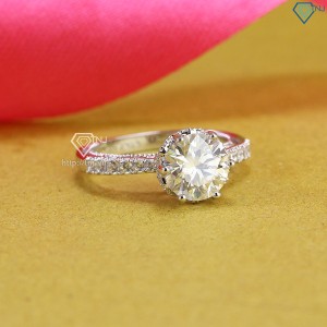 Quà trung thu cho người yêu nhẫn nữ Moissanite sang trọng đính kim cương 8.0mm NNM0003 - Trang Sức TNJ