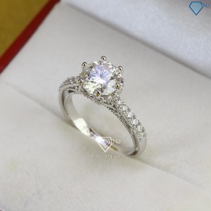 Quà trung thu cho người yêu nhẫn nữ Moissanite sang trọng đính kim cương 8.0mm NNM0003 - Trang Sức TNJ