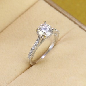 Quà trung thu cho người yêu nhẫn nữ kim cương Moissanite đính đá 7.0mm NNM0005