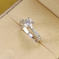 Quà trung thu cho người yêu nhẫn nữ Moissanite đơn giản đá 6.5mm NNM0001