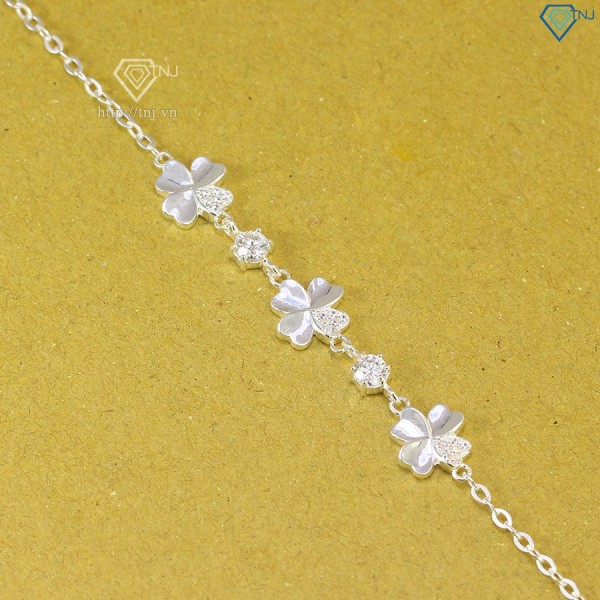 Quà trung thu cho người yêu lắc tay cỏ 4 lá may mắn đính kim cương Moissanite 4.0mm - Kiểm định GRA LTNM0001 - Trang Sức TNJ