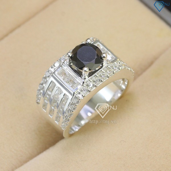 Nhẫn bạc nam đính đá đen sang trọng NNA0460 - Trang Sức TNJ