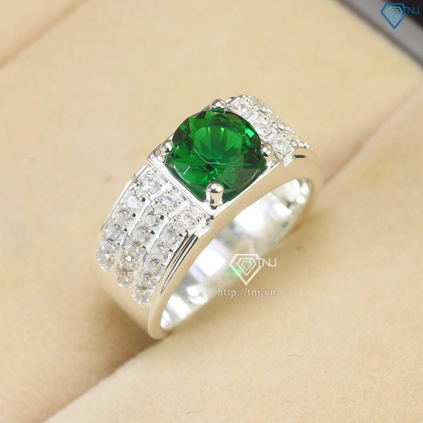 Nhẫn nam bạc đính đá xanh lá NNA0499 - Trang sức TNJ