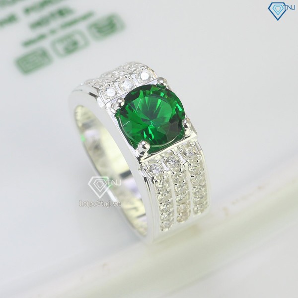 Nhẫn nam bạc đính đá xanh lá NNA0499 - Trang sức TNJ