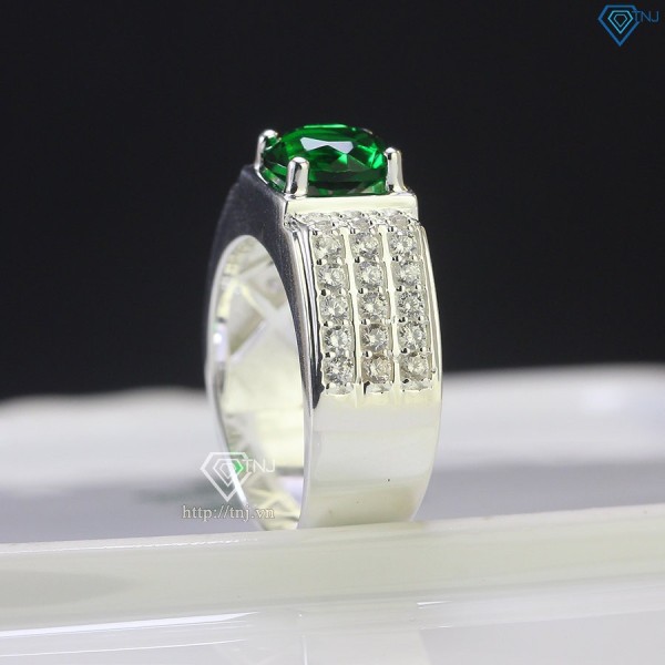Nhẫn nam bạc đính đá xanh lá NNA0499 - Trang sức TNJ
