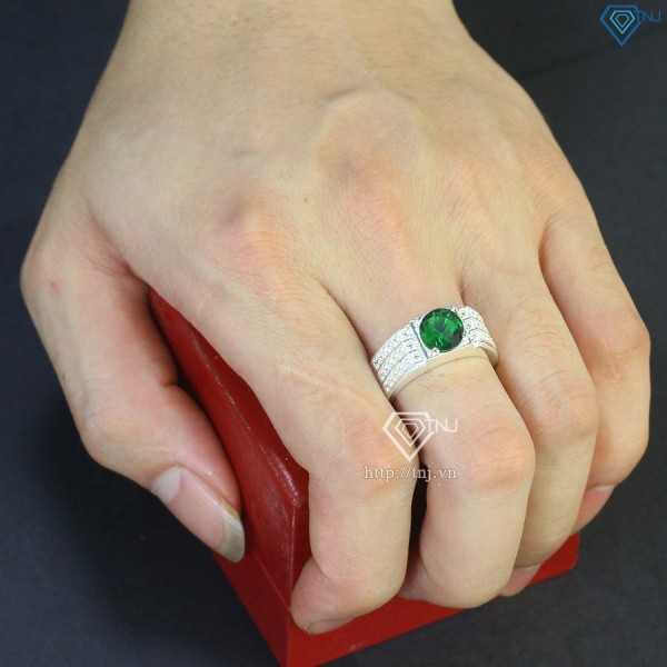 Nhẫn nam bạc đính đá xanh lá NNA0499 - Trang sức TNJ