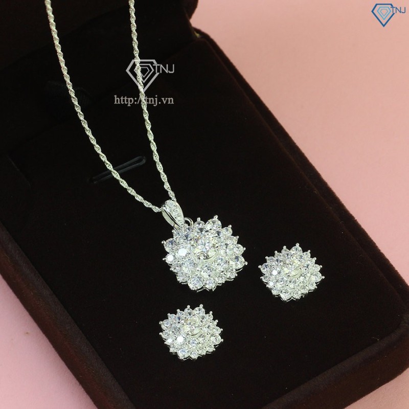 Bộ trang sức bạc đính kim cương Moissnite sang trọng BTSM0001 - Trang Sức TNJ
